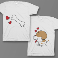 Парные футболки для влюбленных "Собачка и любимая косточка"